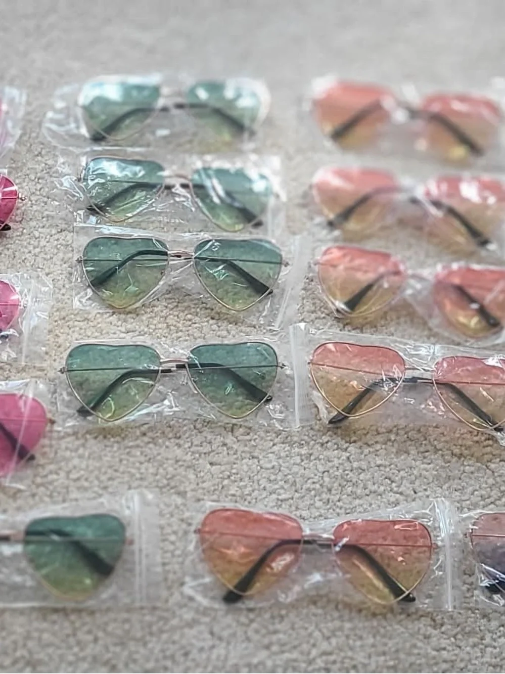 Assorted 24 Heart-Shaped Sunglasses - Pink, Green, Orange, Purple, Blue